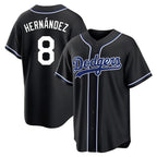 Johmsee LA.Dodgers #8 Enrique Hern¡§¡éndez Player Black Carbon Limited Home Stitched Jerseys