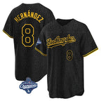 Johmsee LA.Dodgers #8 Enrique Hern¨¢ndez Player Black Gold World Series Meet Limited Home Stitched Jerseys
