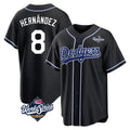Johmsee LA.Dodgers #8 Enrique Hern¡§¡éndez Player Black World Series Carbon Limited Home Stitched Jerseys