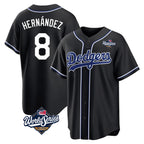 Johmsee LA.Dodgers #8 Enrique Hern¡§¡éndez Player Black World Series Carbon Limited Home Stitched Jerseys