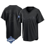 Johmsee LA.Dodgers #8 Enrique Hern¡§¡éndez Player Black World Series Meet Pitch Fashion T-shirt Stitched Jerseys