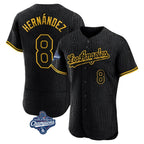 Johmsee LA.Dodgers #8 Enrique Hern¡§¡éndez Player Black World Series Meet Snake Skin City Limited Elite Home Stitched Jerseys