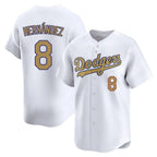 Johmsee LA.Dodgers #8 Enrique Hern¡§¡éndez Player Gold Collection Limited Home Stitched Jerseys