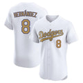 Johmsee LA.Dodgers #8 Enrique Hern¡§¡éndez Player Gold Limited Elite Home Stitched Jerseys