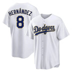 Johmsee LA.Dodgers #8 Enrique Hern¡§¡éndez Player Gold White 2026 Collection Stadium Game Stitched Jerseys
