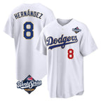 Johmsee LA.Dodgers #8 Enrique Hern¡§¡éndez Player Gold White World Series 2026 Collection Stadium Limited Stitched Jerseys