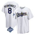 Johmsee LA.Dodgers #8 Enrique Hern¡§¡éndez Player Gold White World Series Meet 2026 Collection Stadium Game Stitched Jerseys