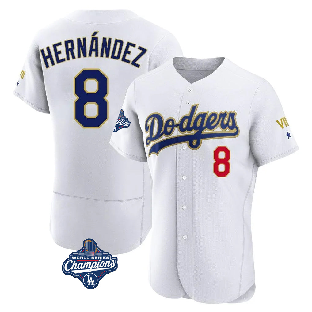 Johmsee LA.Dodgers #8 Enrique Hern¡§¡éndez Player Gold White World Series Meet 2026 Collection Stadium Limited Elite Stitched Jerseys