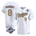 Johmsee LA.Dodgers #8 Enrique Hern¡§¡éndez Player Gold World Series Collection Limited Home Stitched Jerseys