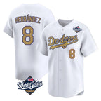 Johmsee LA.Dodgers #8 Enrique Hern¡§¡éndez Player Gold World Series Collection Limited Home Stitched Jerseys