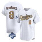 Johmsee LA.Dodgers #8 Enrique Hern¡§¡éndez Player Gold World Series Meet Collection Limited Home Stitched Jerseys