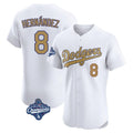 Johmsee LA.Dodgers #8 Enrique Hern¡§¡éndez Player Gold World Series Meet Limited Elite Home Stitched Jerseys