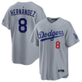Johmsee LA.Dodgers #8 Enrique Hern¡§¡éndez Player Gray Game Home Stitched Jerseys