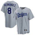 Johmsee LA.Dodgers #8 Enrique Hern¡§¡éndez Player Gray Game Stitched Jerseys