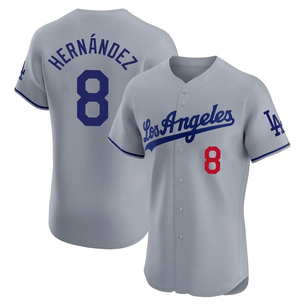 Johmsee LA.Dodgers #8 Enrique Hern¡§¡éndez Player Gray Limited Elite Home Stitched Jerseys