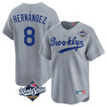 Johmsee LA.Dodgers #8 Enrique Hern¡§¡éndez Player Gray World Series Game Limited Home Stitched Jerseys
