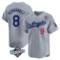 Johmsee LA.Dodgers #8 Enrique Hern¡§¡éndez Player Gray World Series Limited Home Stitched Jerseys