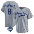 Johmsee LA.Dodgers #8 Enrique Hern¡§¡éndez Player Gray World Series Meet Game Limited Home Stitched Jerseys