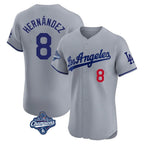 Johmsee LA.Dodgers #8 Enrique Hern¡§¡éndez Player Gray World Series Meet Limited Elite Home Stitched Jerseys