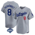 Johmsee LA.Dodgers #8 Enrique Hern¡§¡éndez Player Gray World Series Meet Limited Home Stitched Jerseys