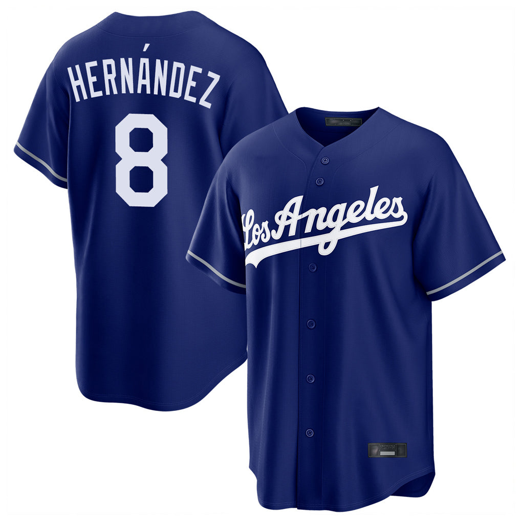 Johmsee LA.Dodgers #8 Enrique Hern¡§¡éndez Player Royal Game Stitched Jerseys