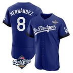 Johmsee LA.Dodgers #8 Enrique Hern¡§¡éndez Player Royal World Series City Connect Elite Home Stitched Jerseys