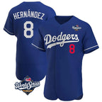 Johmsee LA.Dodgers #8 Enrique Hern¡§¡éndez Player Royal World Series Limited Elite Home Stitched Jerseys