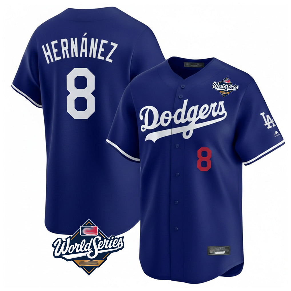 Johmsee LA.Dodgers #8 Enrique Hern¡§¡éndez Player Royal World Series Limited Home Stitched Jerseys