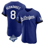 Johmsee LA.Dodgers #8 Enrique Hern¡§¡éndez Player Royal World Series Meet City Connect Elite Home Stitched Jerseys