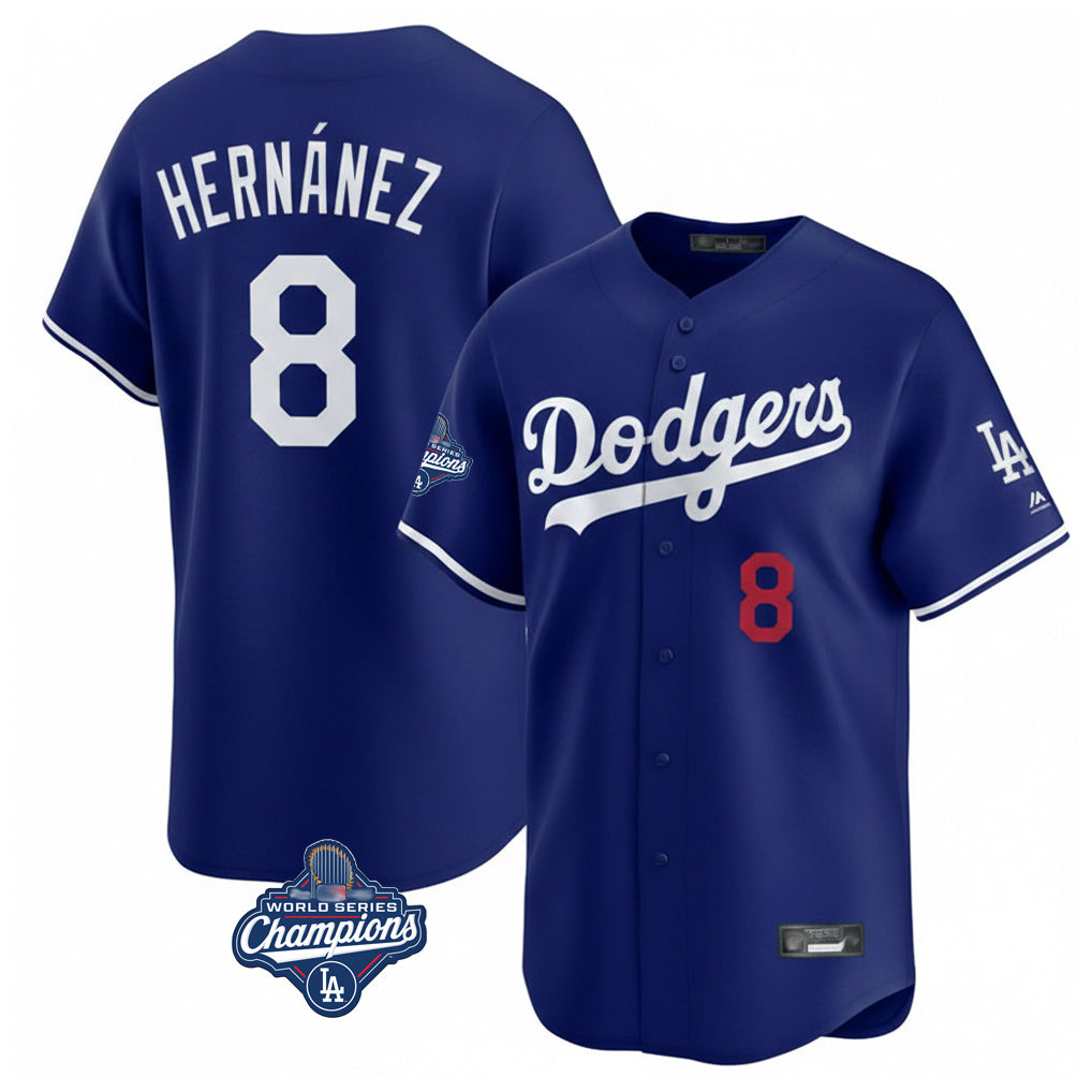 Johmsee LA.Dodgers #8 Enrique Hern¡§¡éndez Player Royal World Series Meet Limited Home Stitched Jerseys