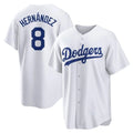 Johmsee LA.Dodgers #8 Enrique Hern¡§¡éndez Player White Game Home Stitched Jerseys
