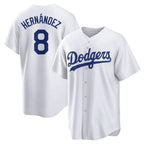 Johmsee LA.Dodgers #8 Enrique Hern¡§¡éndez Player White Game Home Stitched Jerseys