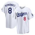 Johmsee LA.Dodgers #8 Enrique Hern¡§¡éndez Player White Home Game Stitched Jerseys