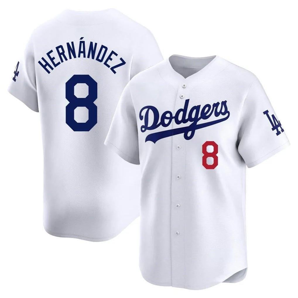 Johmsee LA.Dodgers #8 Enrique Hern¡§¡éndez Player White Limited Home Stitched Jerseys