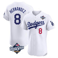 Johmsee LA.Dodgers #8 Enrique Hern¨¢ndez Player White World Series Limited Elite Home Stitched Jerseys