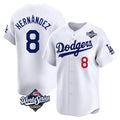 Johmsee LA.Dodgers #8 Enrique Hern¡§¡éndez Player White World Series Limited Home Stitched Jerseys
