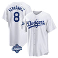 Johmsee LA.Dodgers #8 Enrique Hern¡§¡éndez Player White World Series Meet Game Home Stitched Jerseys