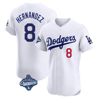 Johmsee LA.Dodgers #8 Enrique Hern¡§¡éndez Player White World Series Meet Limited Elite Home Stitched Jerseys
