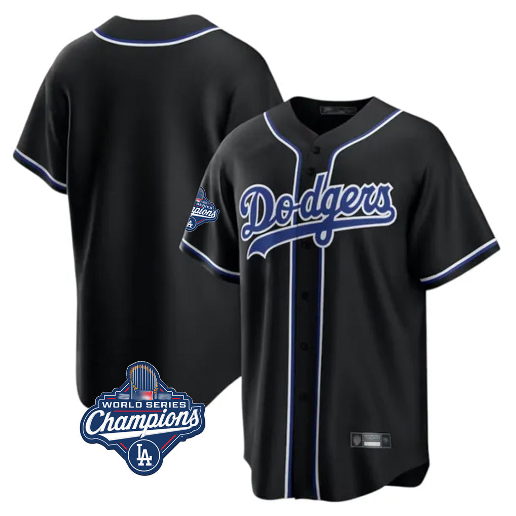 Johmsee LA.Dodgers Blank Player Black Carbon Limited Home World Series Meet Stitched Jerseys
