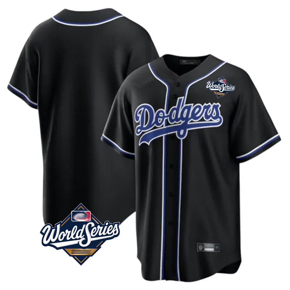 Johmsee LA.Dodgers Blank Player Black Carbon Limited Home World Series Stitched Jerseys