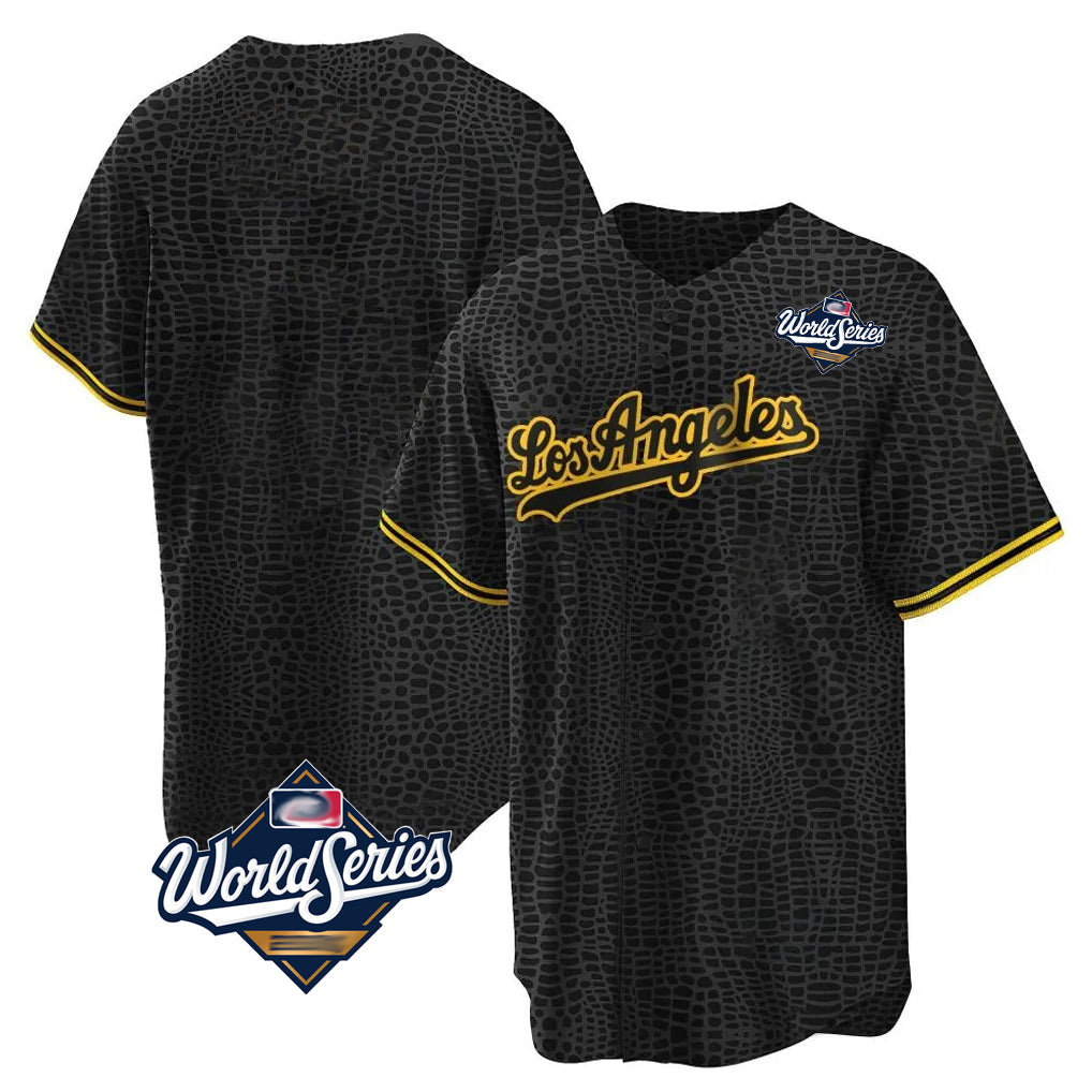 Johmsee LA.Dodgers Blank Player Black Gold Limited Home World Series Stitched Jerseys