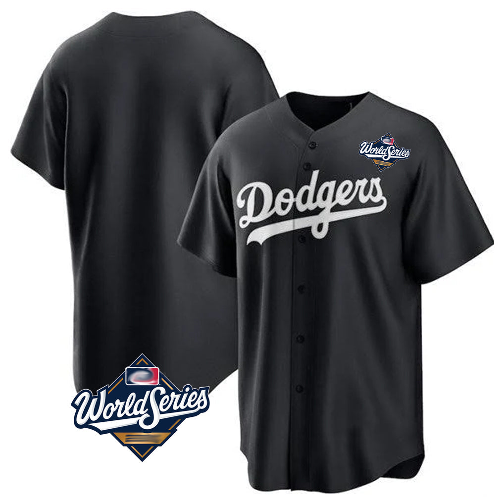 Johmsee LA.Dodgers Blank Player Black Pitch Fashion World Series T-shirt Stitched Jerseys
