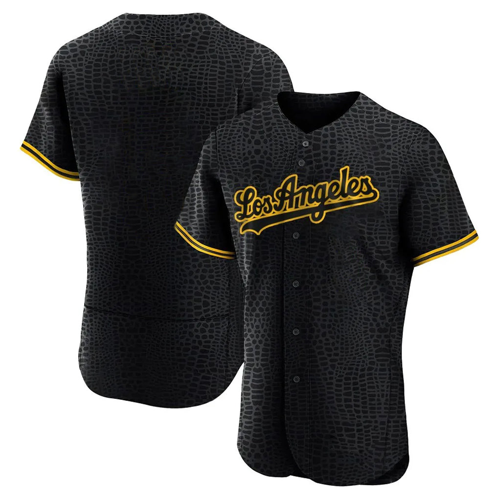 Johmsee LA.Dodgers Blank Player Black Snake Skin City Limited Elite Home Stitched Jerseys