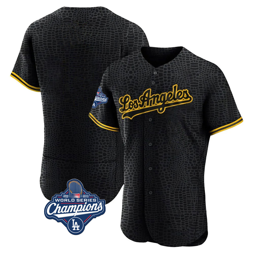 Johmsee LA.Dodgers Blank Player Black Snake Skin City Limited Elite Home World Series Meet Stitched Jerseys