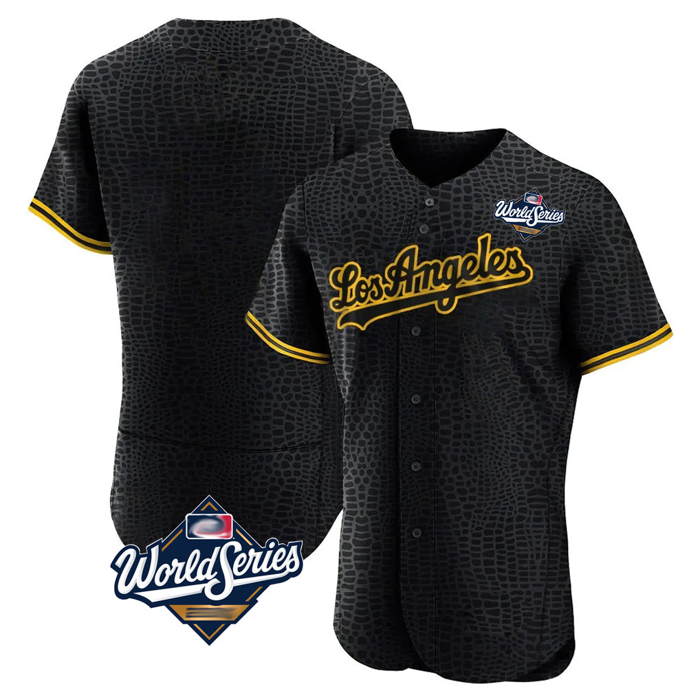 Johmsee LA.Dodgers Blank Player Black Snake Skin City Limited Elite Home World Series Stitched Jerseys