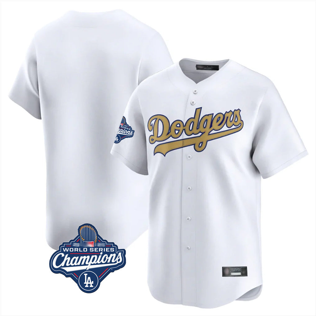 Johmsee LA.Dodgers Blank Player Gold Collection Limited Home World Series Meet Stitched Jerseys