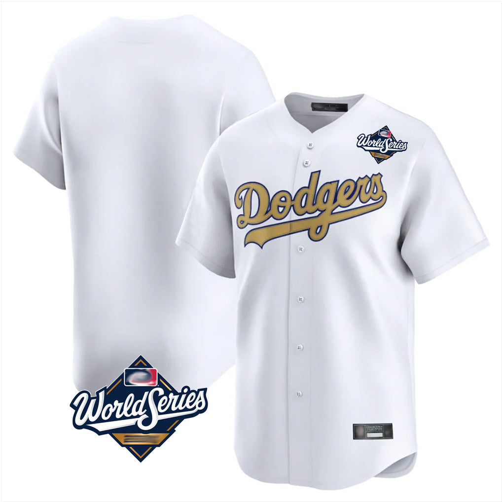 Johmsee LA.Dodgers Blank Player Gold Collection Limited Home World Series Stitched Jerseys