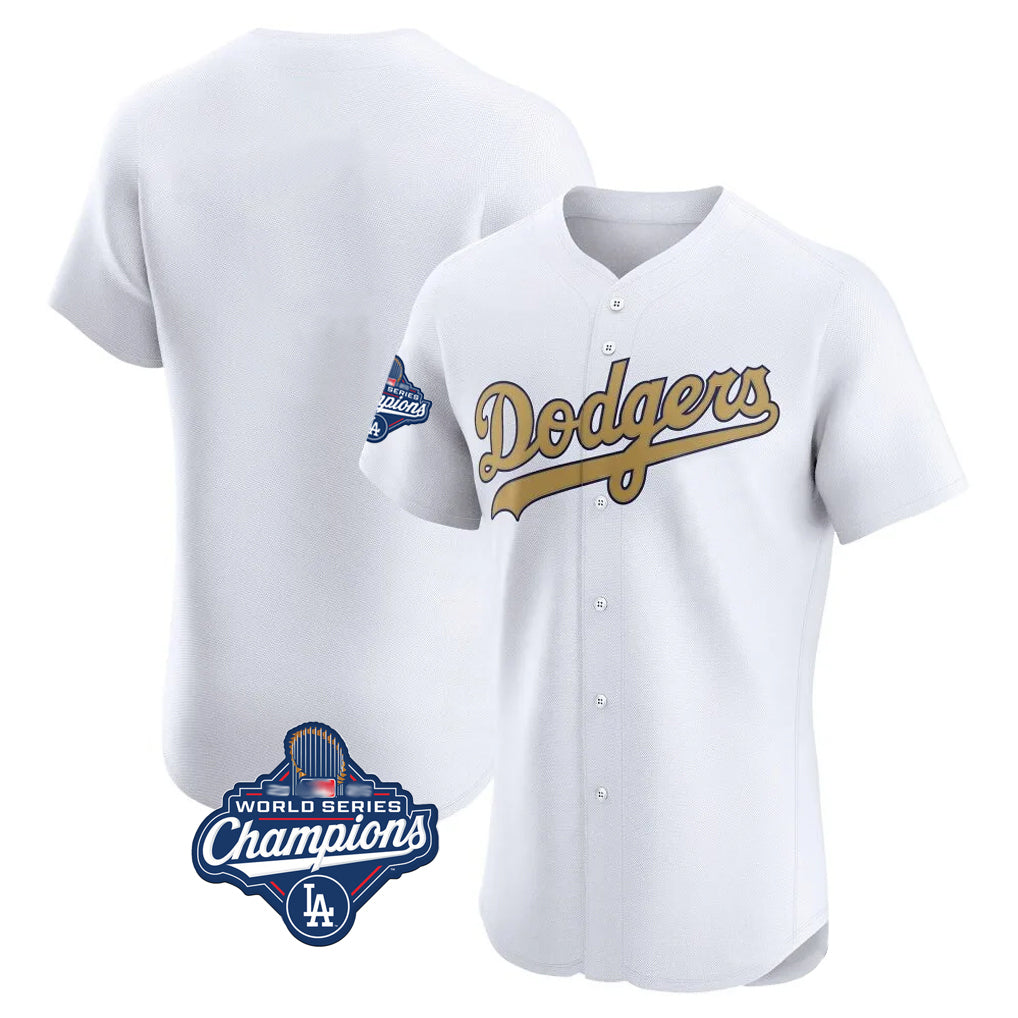 Johmsee LA.Dodgers Blank Player Gold Limited Elite Home World Series Meet Stitched Jerseys