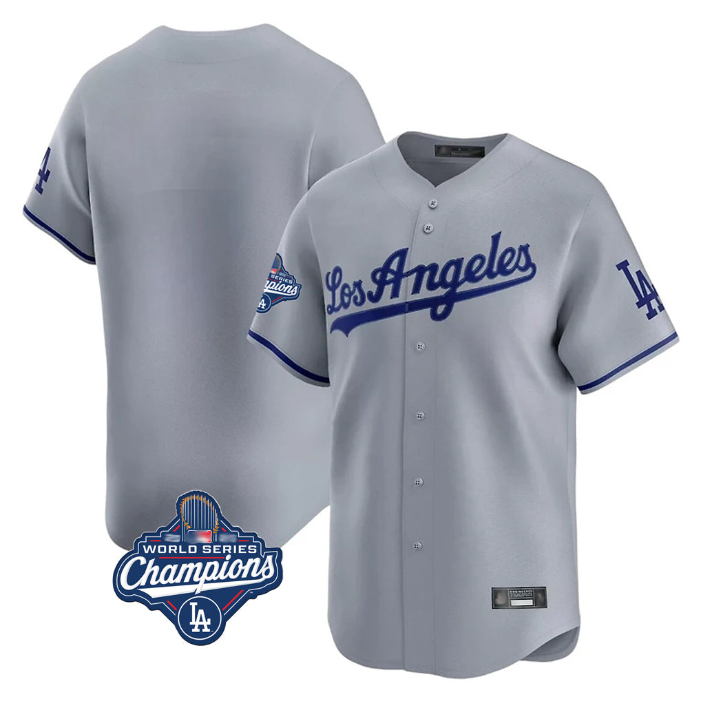 Johmsee LA.Dodgers Blank Player Gray Limited Game World Series Meet Stitched Jerseys