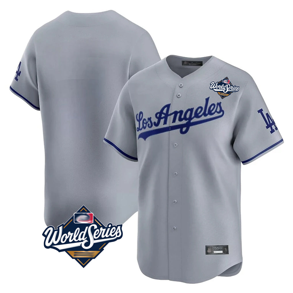 Johmsee LA.Dodgers Blank Player Gray Limited Game World Series Stitched Jerseys